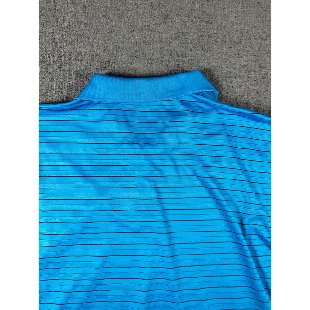 PGA Tour Mens XL Blue Striped Short Sleeve Performance Golf Polo Shirt - Picture 12 of 12